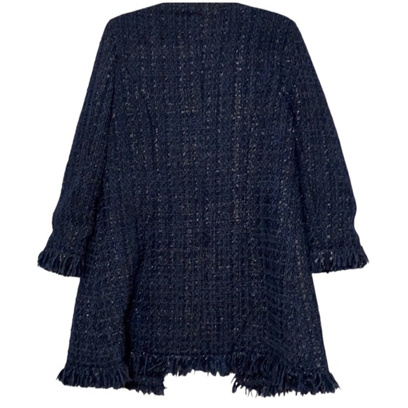 Vertigo Paris Tweed Boucle Wool Blend Fringe Trench Jacket Coat, Size XS - Picture 5 of 15